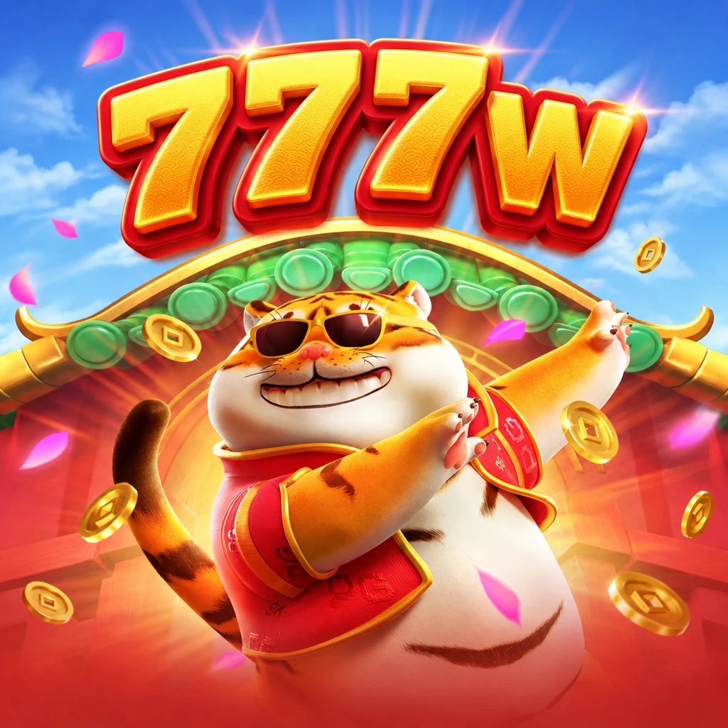 Karakter harimau imut berbusana tradisional Tionghoa dalam game Fortune Tiger dengan logo 777w